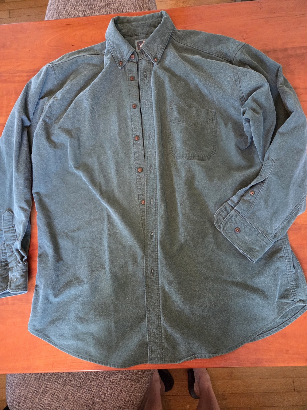 Men's 90's Vintage Forest Green 100% Cotton  Button-Down Shirt